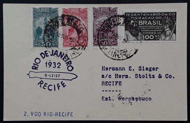Brasile - Zeppelin Document8 Suumldamerikafahrt 1932  Riacuteo de Janeiro-Recife