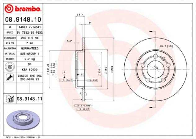 Brembo Disco Freno 08914810