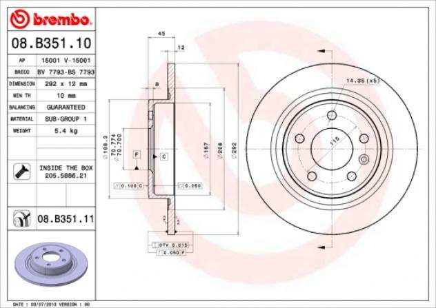 Brembo Disco Freno 08B35111