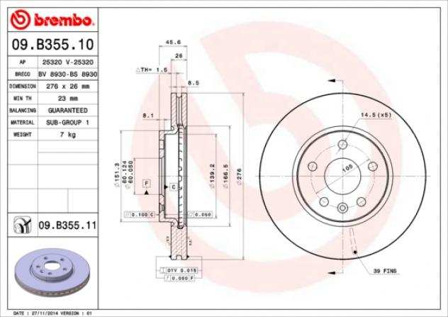 Brembo Disco Freno 09B35510