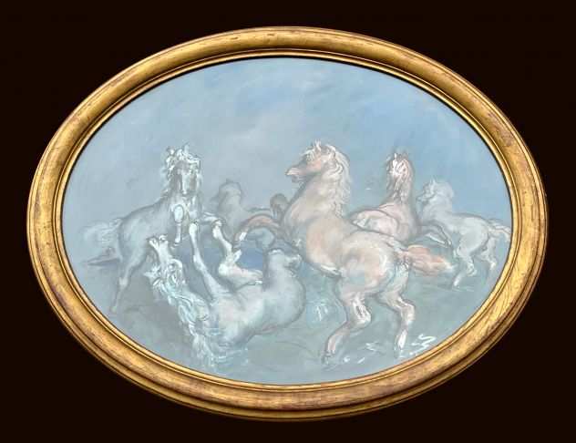 Bruno Martini pittore quadro Cavalli rampanti