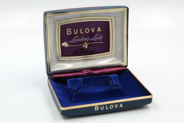 Bulova Leading Lady Blu Interno Velluto Scatola Orologi Vintage