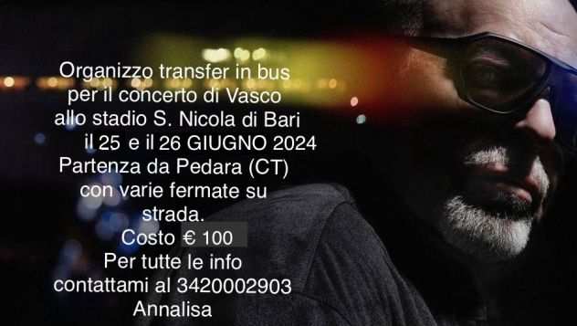 Bus per tour Vasco 25 e 26 giugno a Bari