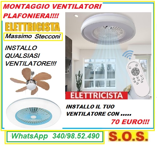 Montaggio ventilatore a soffitto Roma con telecomando 