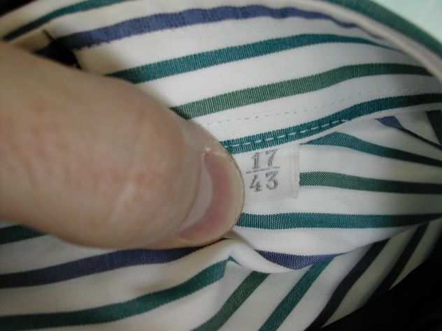 Camicia biancha righe blu verdi Taglia 43
