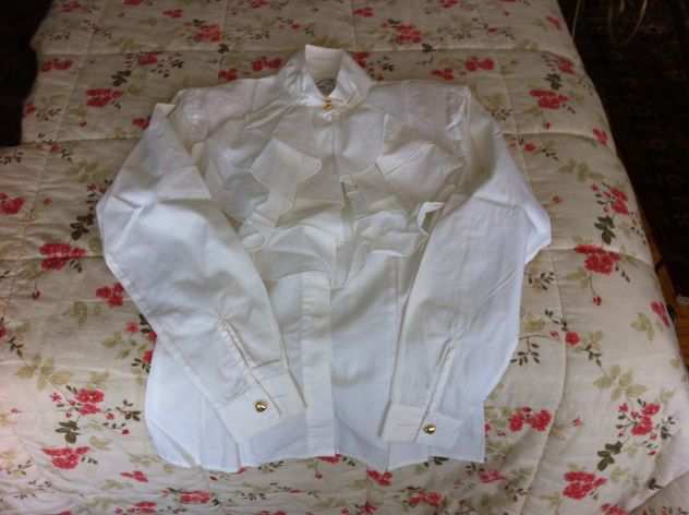 Camicia NUOVA bianca rouches cotone Coccapani