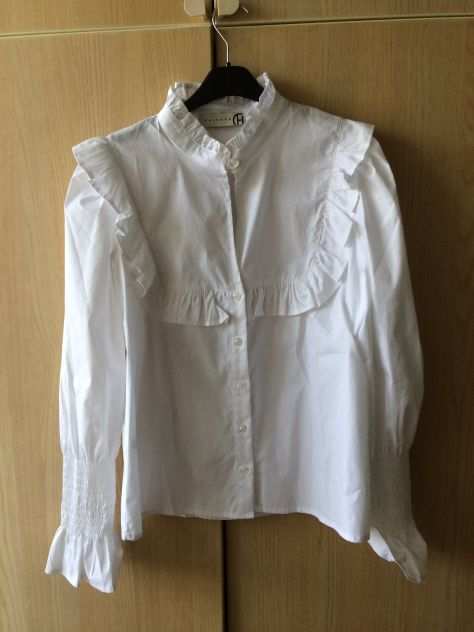 Camicia NUOVA bianca rouches cotone Haveone