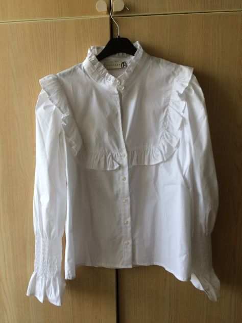 Camicia NUOVA bianca rouches cotone Haveone