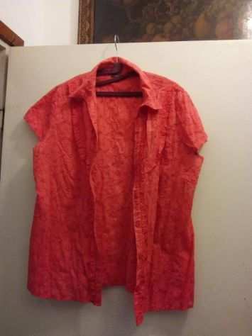 Camicia salmone in cotone con paillettes 52