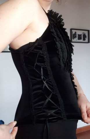 canotta canottiera donna nera maglia velluto woman shirt vittoriana gotica dark