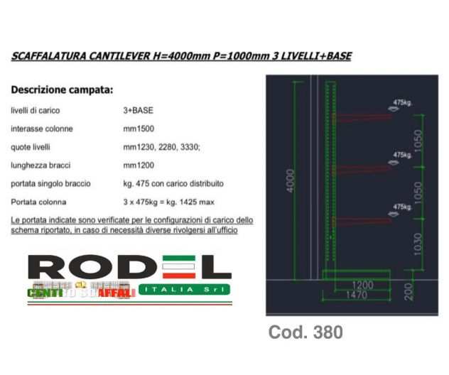 cantilever con diversi ordini di altezza