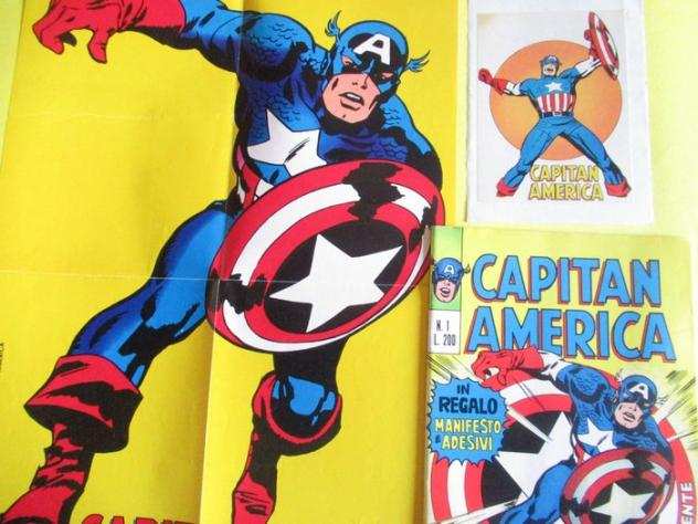 Capitan America n. 1 Poster e Adesivo - Editoriale Corno Prima Serie - 1 Comic collection - Prima edizione - 1973