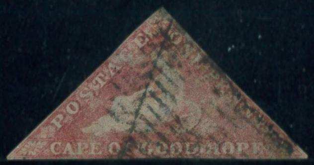 Capo di Buona Speranza - 1 p. rosa su carta bianca, margini da buoni a corti, S.G. n. 5a