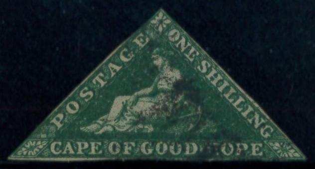 Capo di Buona Speranza - 1 sh. verde scuro su carta bianca, S.G. n. 8b, buon aspetto. Siglato G. Oliva.