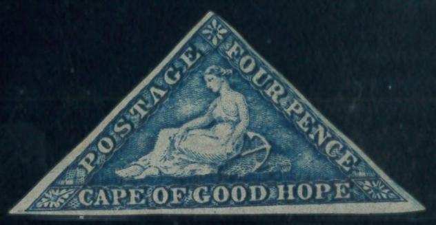 Capo di Buona Speranza - 4 p. blu acciaio (DLR) n. 8, S.G. n. 19c, ben marginato, senza gomma