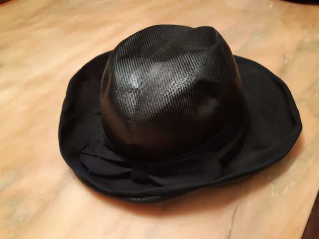 Cappello vintage paglia nera liscia