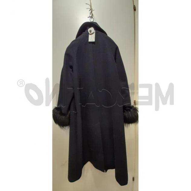 Cappotto renato balestra blu polsini pelo donna Taglia 48