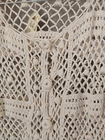 Cardigan crochet vintage in cotone, fatto a mano totalmente SM