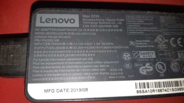 Caricabatteria Lenovo 65W USB-C NUOVO