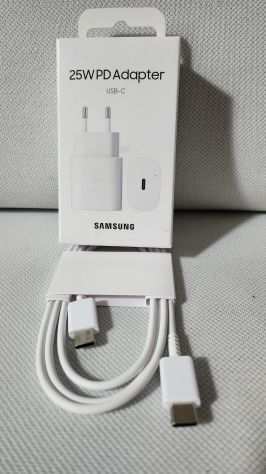 Caricabatterie Alimentatore ORIGINALE Samsung 25W  Cavo USB type C bianco