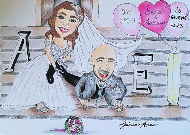 CARICATURE RITRATTI matrimoni comunioni battesimi compleanni lauree 18