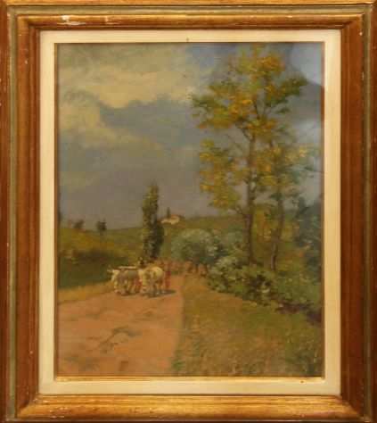 Carlo Passigli pittore olio su tavola Buoi