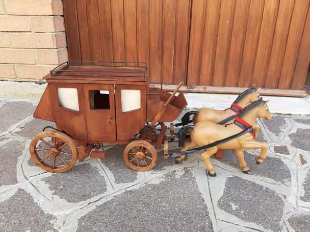 Carrozza con cavalli carovana diligenza modellismo anni 50 far west