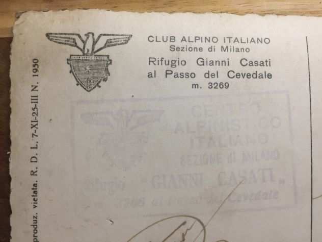 CARTOLINA CEVEDALE, RIFUGIO CASATI, ANNO 1940.