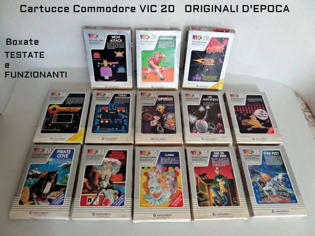 Cartucce Commodore Vic 20 (Originali depoca) boxate e testate.