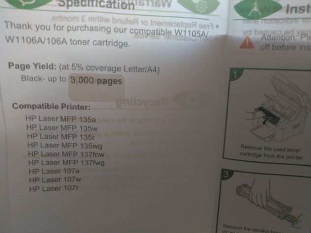 Cartucce Toner per HP W1105AW1106A106A
