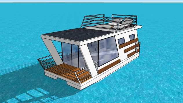 Casa galleggiante, catamarano, casa sullacqua houseboat, house on the water