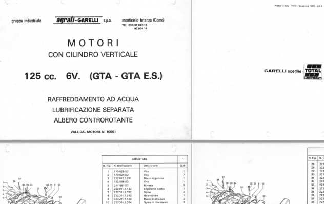 Catalogo ricambi Garelli verticale 125 GTA 6v self mix liquid GR