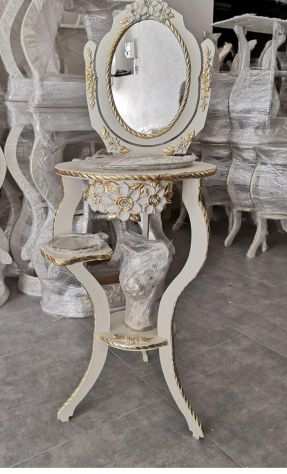 Catino foglia oro avorio ceramica legno stile barocco con spedizione