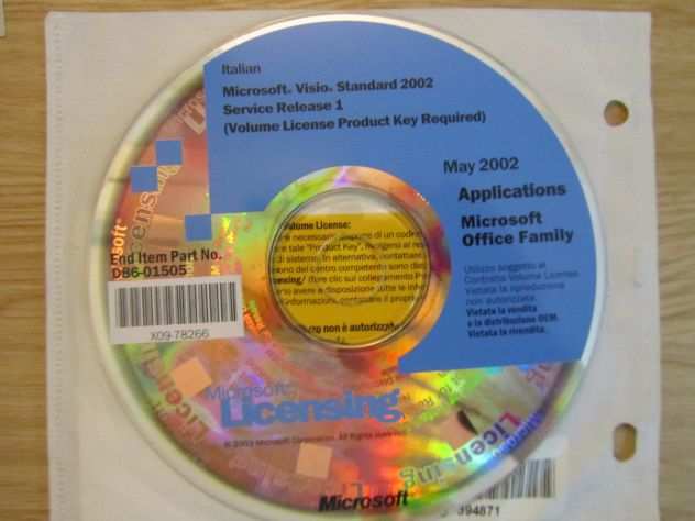 Cd originale microsoft visio standard  REGALO MICROSOFT OfficeXP e W7PRO