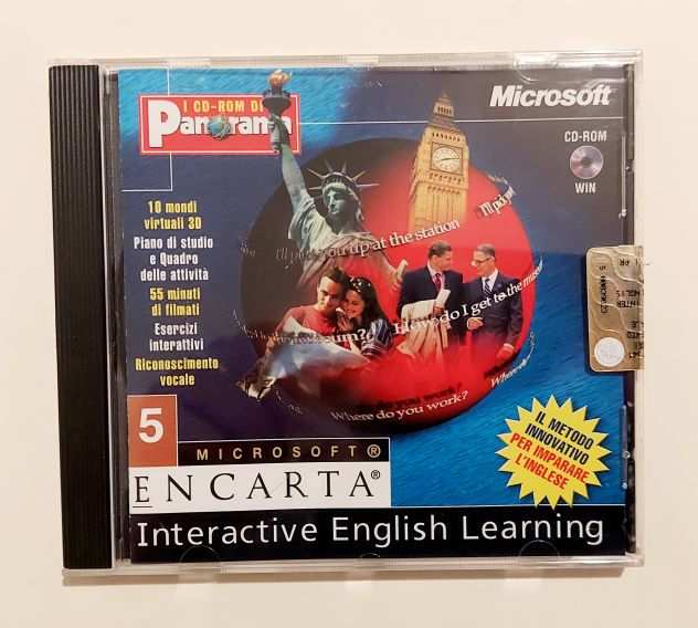 CD-ROM DI PANORAMA N.5 MICROSOFT ENCARTA INTERACTIVE ENGLISH LEARNING COME NUOVO