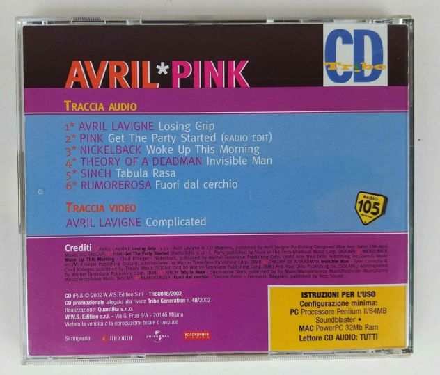 CD Tribe Compilation Avril Pink Tribe Nickelback Sinch Etichetta TRB00482002