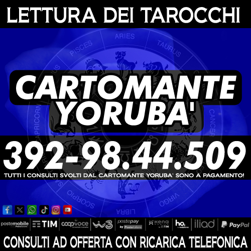 1 CONSULTO TELEFONICO DI CARTOMANZIA CON IL CARTOMANTE YORUBA' - CONSULTO TELEFONICO