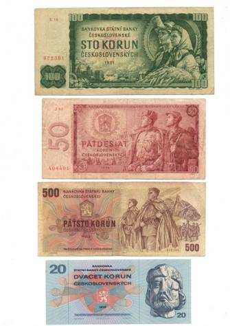 Cecoslovacchia - 14 banknotes - Various dates