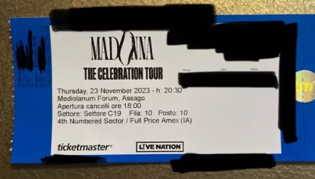 Cedo 2 biglietti concerto di Madonna a Milano