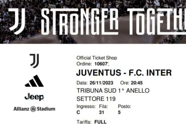 Cedo 2 biglietti Juventus Inter 261123
