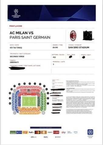 Cedo 2 biglietti per partita Milan-psg