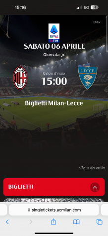 Cedo biglietto abbonato Milan Lecce