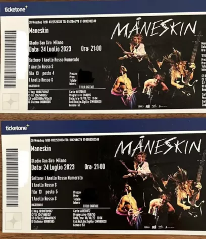 Cedo due biglietti concerto dei Maneskin 24 luglio milano