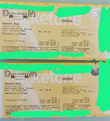 Cedo due biglietti concerto Metallica a Milano