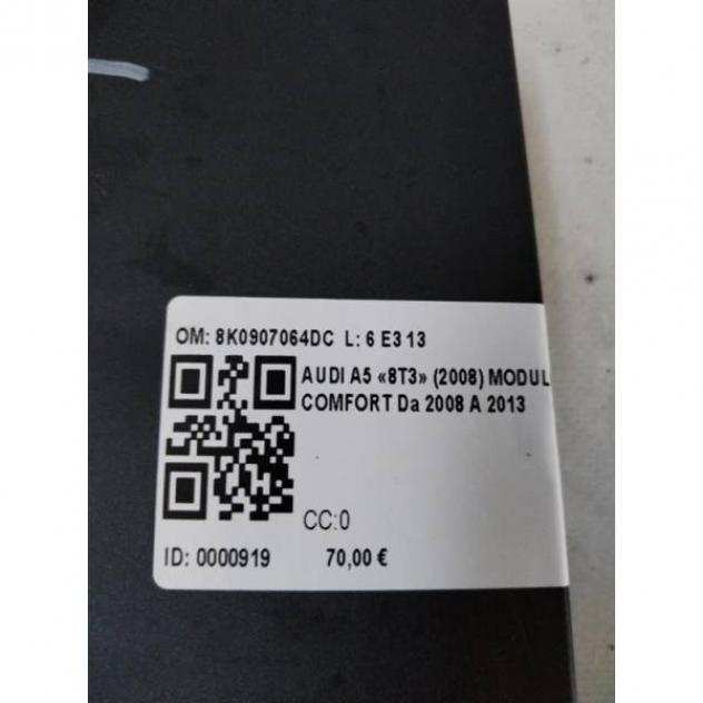 CENTRALINA COMFORT AUDI A5 Berlina Serie (8T3) 8K0907064DC CDHB benzina 1798 (07)