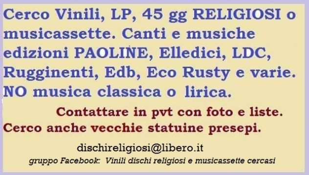 CERCO DISCHI RELIGIOSI MUSICASSETTE CD spartiti statuine presepe vintage stella