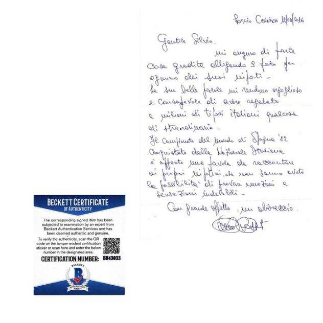 Certificato Beckett - Calcio - Paolo Rossi - Lettera scritta a mano