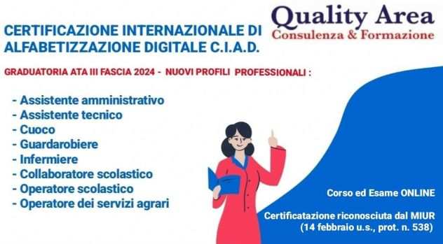 CERTIFICAZIONE INTERNAZIONALE DI ALFABETIZZAZIONE DIGITALE - IN TUTTA ITALIA