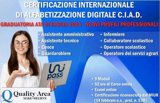 CERTIFICAZIONE INTERNAZIONALE DI ALFABETIZZAZIONE DIGITALE - IN TUTTA ITALIA