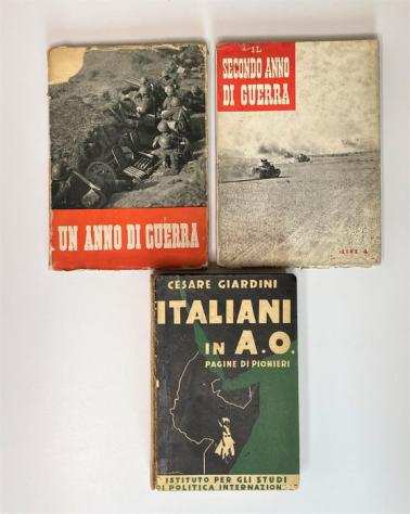Cesare Giardini - Lotto 3 libri Italiani in A.O. Pagine di Pionieri 1936  Un Anno di guerra 1941  Secondo Anno di - 1936
